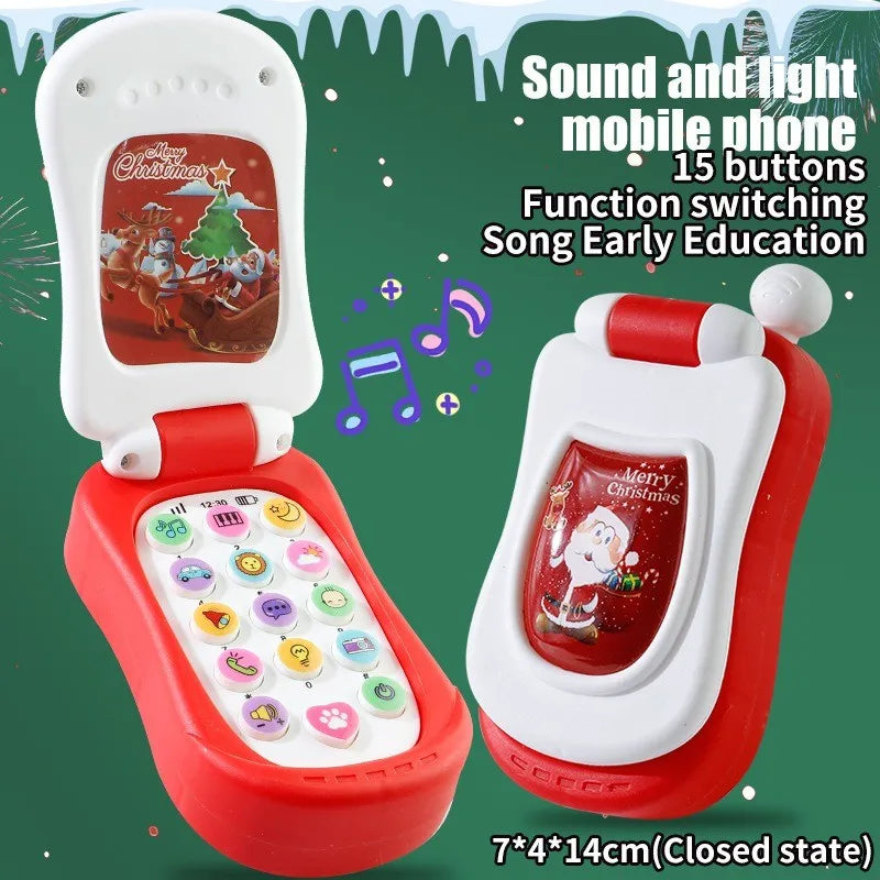 Puzzle Early Education Music Mobile Phone Cartoon Simulation Flip Phone Baby Toy 61 Children's Gift English – 1PCS-Red