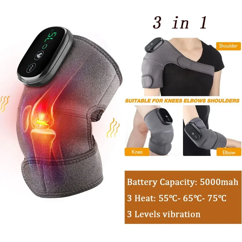 Electric Heating Shoulder Massager with Vibration and Rechargeable Battery – Knees elbow shoulder