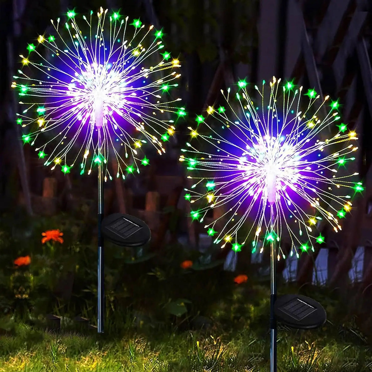 Solar Garden Firework Lights, Dandelion Stake Decor with 60–420 LEDs – 200LED RGB