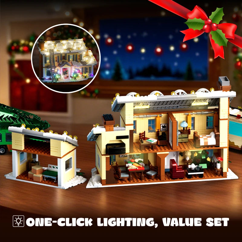 1950+PCS Classic Movie Christmas Vacation House Building Block Kit Winter Snow Village Model With RV Garage & Reindeer – view 4