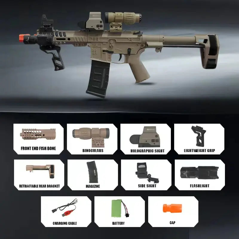SLR Electric Gel Ball Gun Toy Rifle with Dual Firing Modes – Sand Color