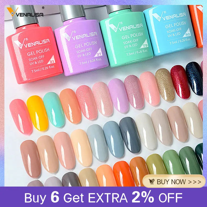 A collection of various gel nail polish bottles and color swatches on sticks