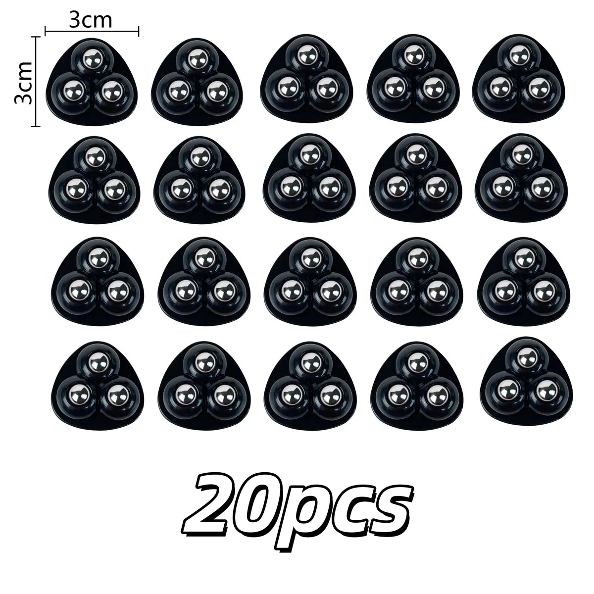Heavy-Duty Mini Rolling Swivel Casters for Furniture and Storage Boxes – black S 20pcs