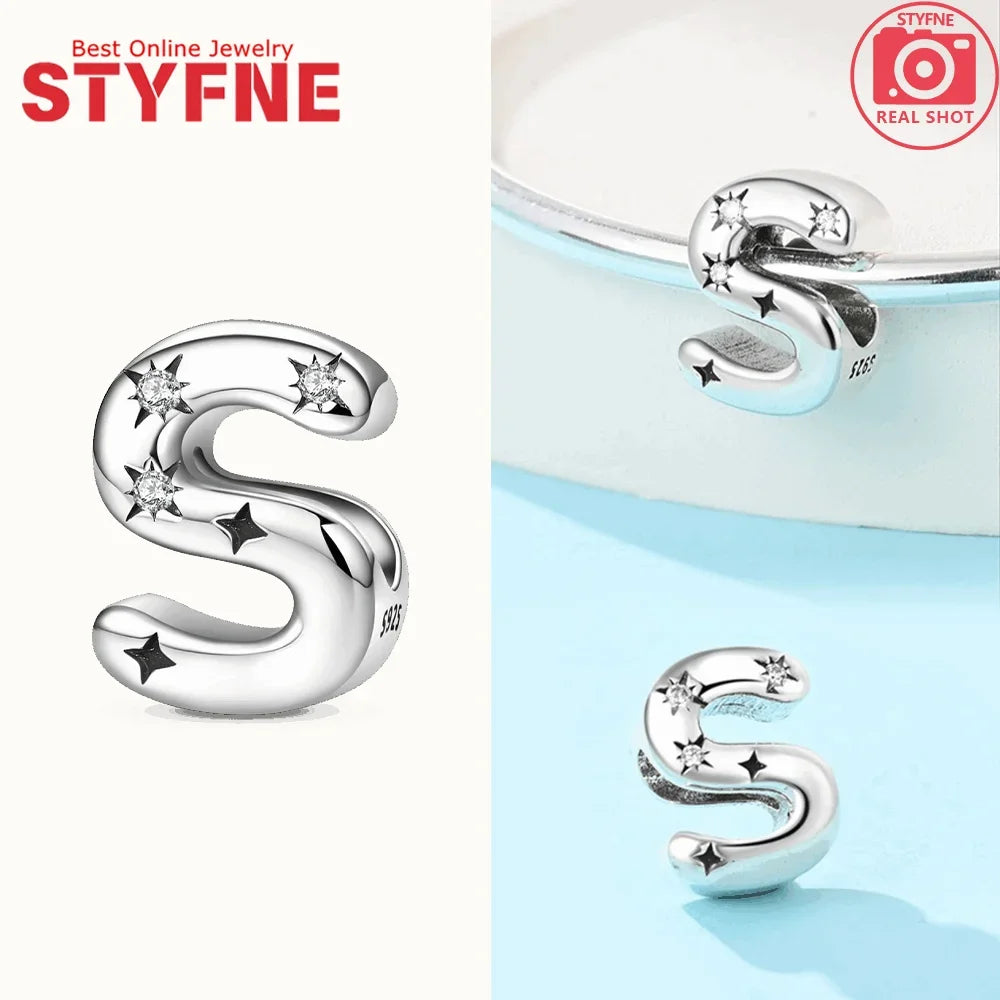 925 Silver Letter Charm with Zircon for Bracelet Jewelry Making – GYC1957-S