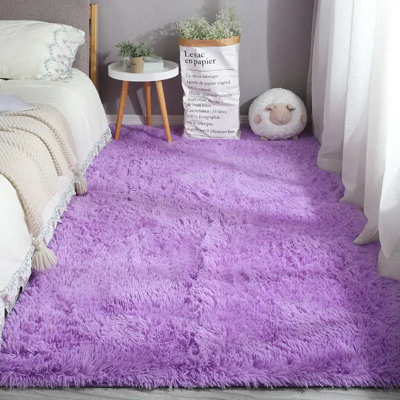 Machine Made Polyester Bedroom Floor Mat 40cm x 60cm – Long pure purple
