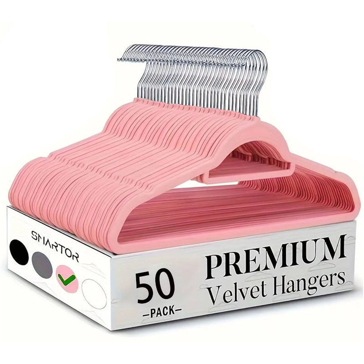 Non-Slip Velvet Flocked Clothes Hangers, Slim 360° Rotating Hook – Pink
