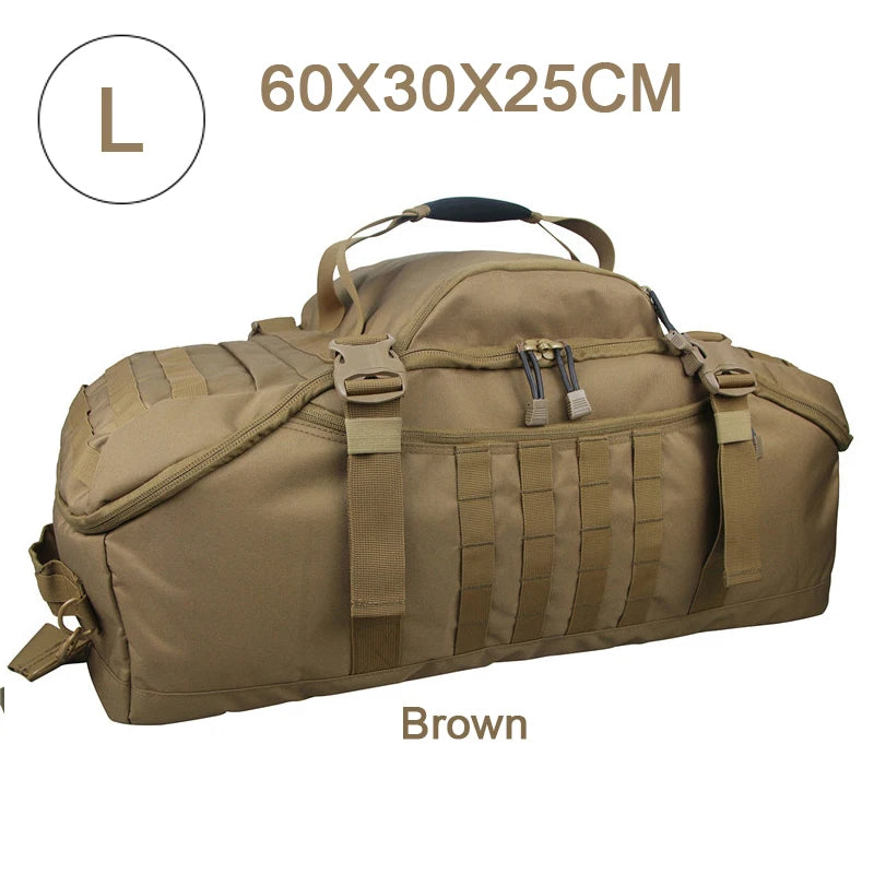 3-Way Waterproof Travel Duffle Bag - Backpack, Shoulder & Carry Bag – L Tan
