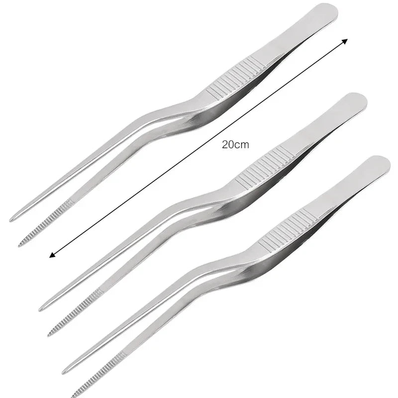 Stainless Steel Kitchen Tweezer Tongs for Cooking and BBQ – 3PCs (20cm)