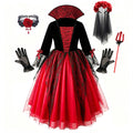 Girls Halloween Vampire Cosplay Dress Mid-Calf Costume – Girls vampire F