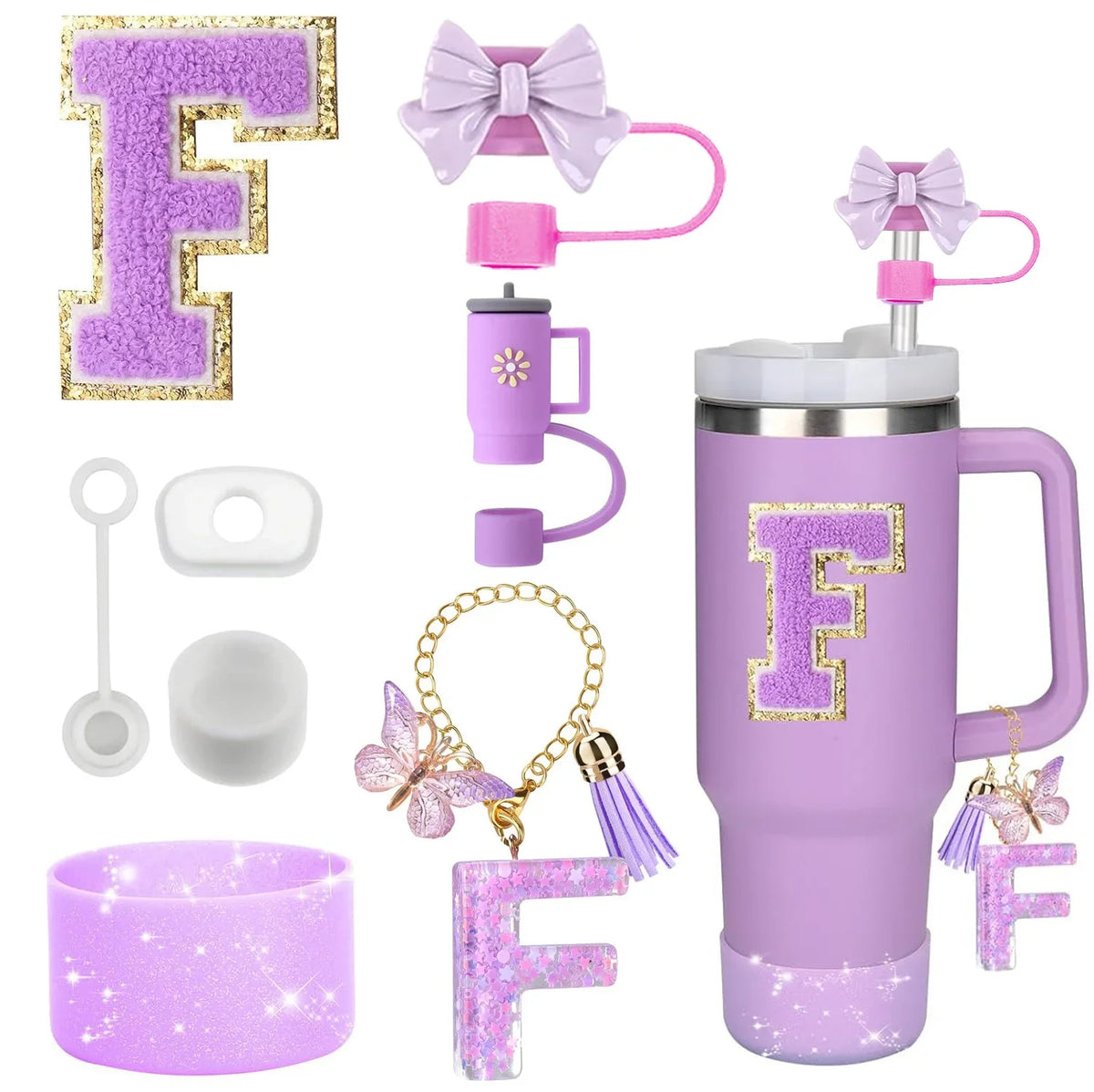 8-Piece Purple Silicone Accessory Set for 30oz and 40oz Tumblers – F-Purple-8pcs