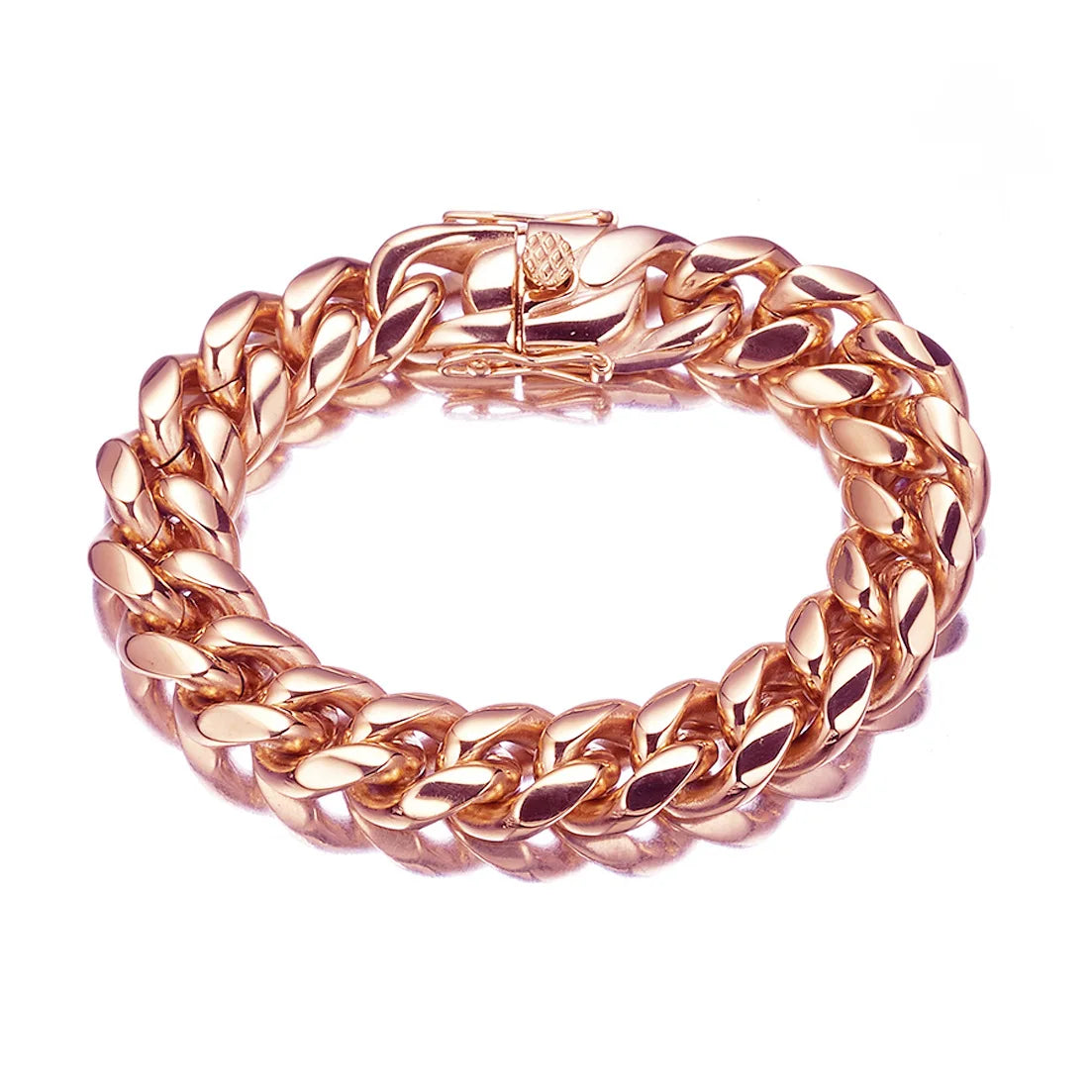 Rose gold tone cuban link chain bracelet