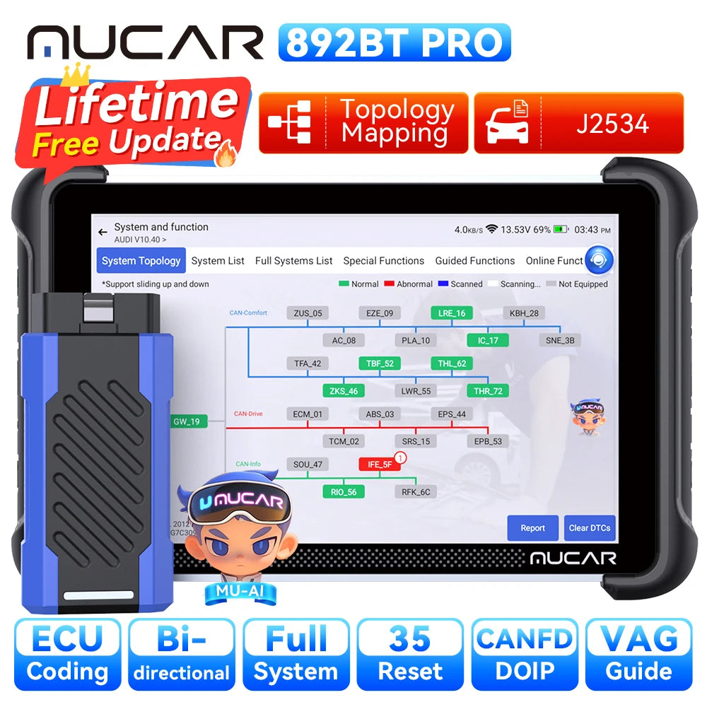 Mucar 892BT Pro Automotive Diagnostic Scanner with J2534 and Topology Map – MUCAR 892BT PRO