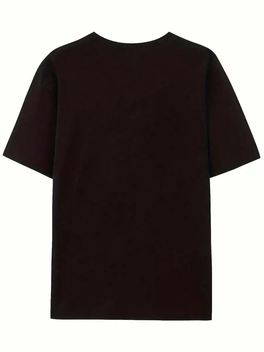 Black cotton unisex short sleeve crewneck t-shirt back view
