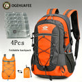 Ogehuafee Unisex Outdoor Hiking Backpack, 20-35 Litre Travel Storage Pack – Orange 6-Piece Set