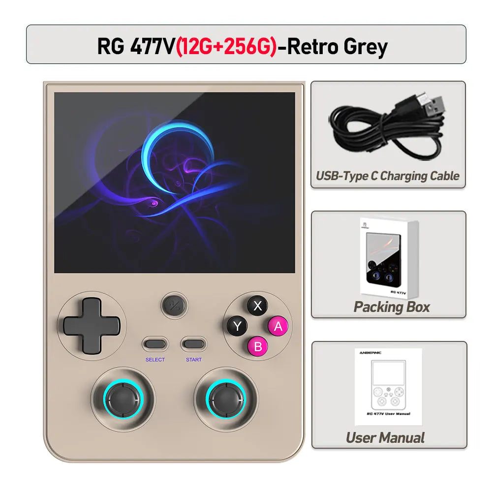 Anbernic RG477V Handheld Game Console, 4.7-inch Display, Android 14 – Grey 12G 256G