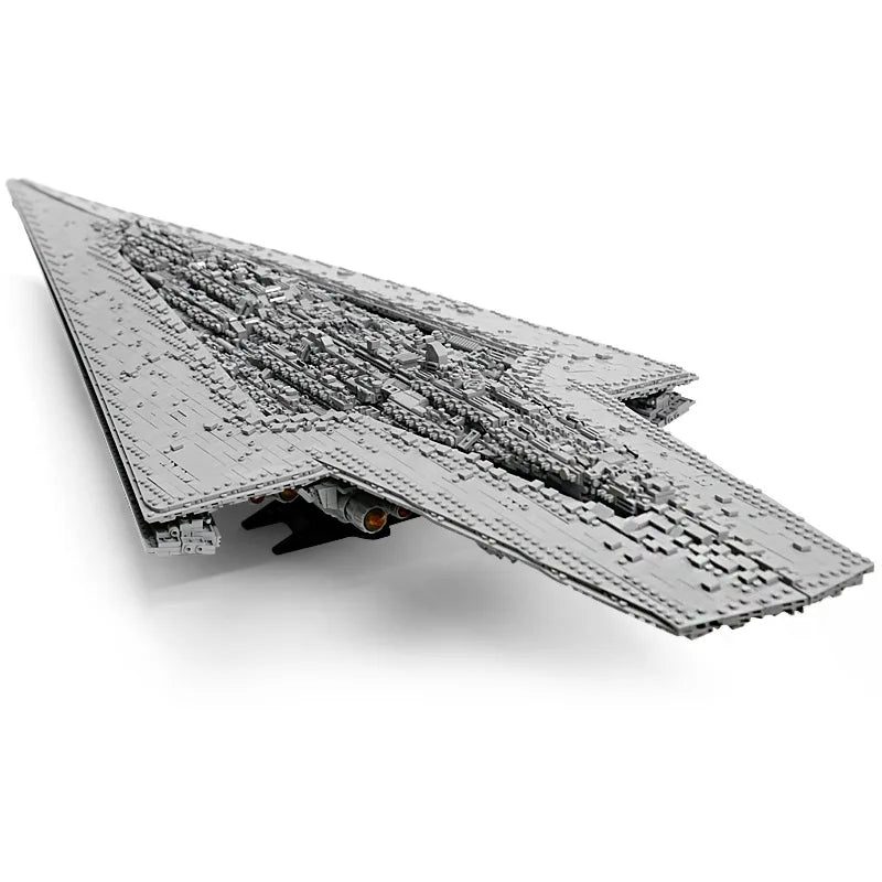 Side profile view of a grey star dreadnought building block model
