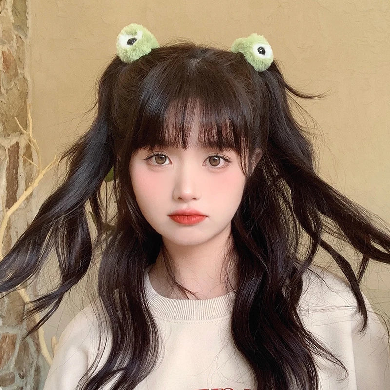 Three-Dimensional Cat Ear Plush Hair Clips, Set of 2 – Green