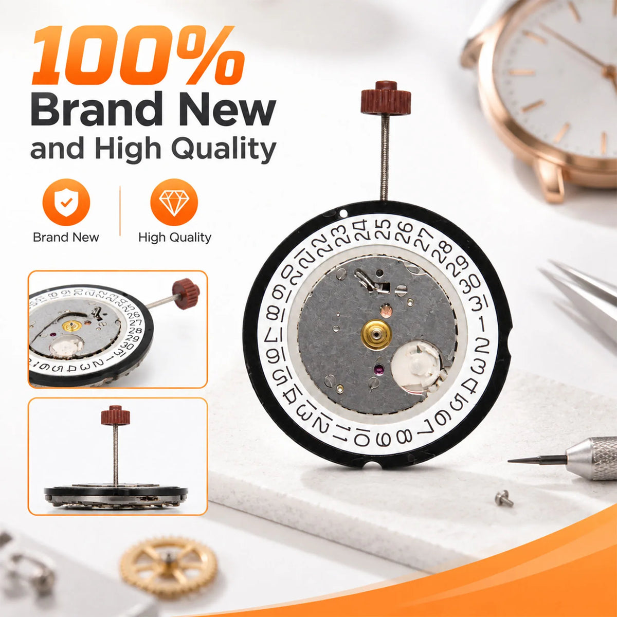 For Ronda 515 Movement 3 Hands Quartz Movement with Date at 3 O'clock Accessories Repairing Replacement Parts Watch Movement – view 2