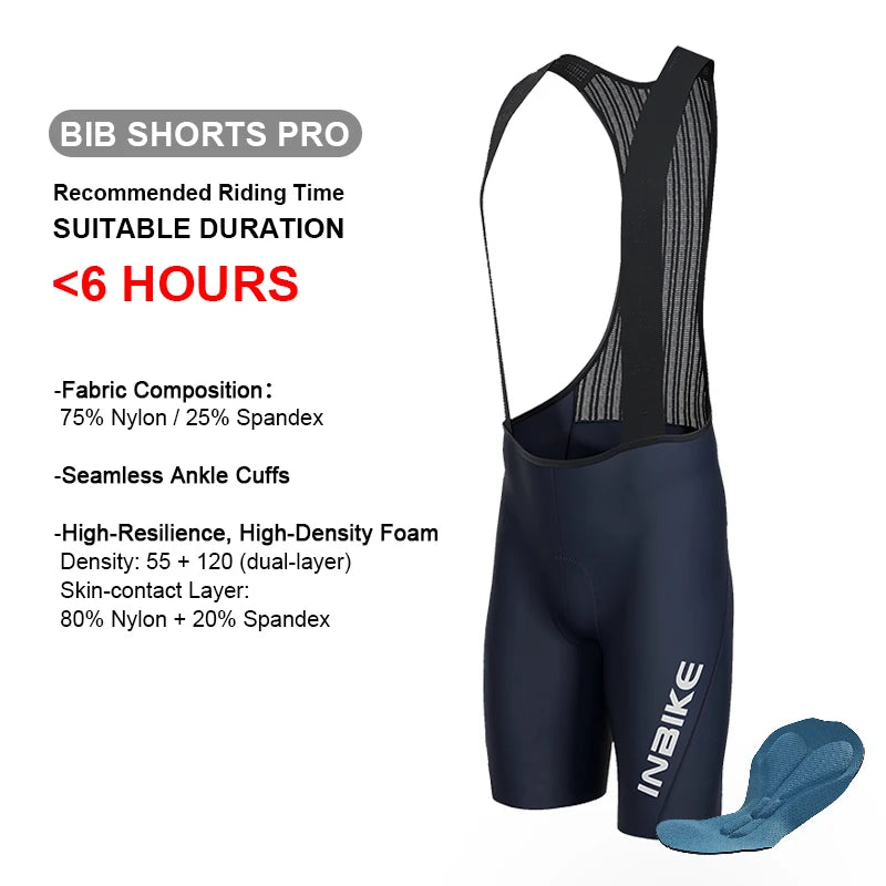 Inbike Men's Cycling Bib Shorts with Sponge Padding and Pockets – Navy Pro