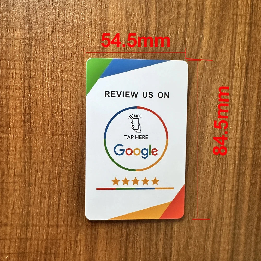 NFC 215 Programmable Google Review Stand and Card for Business – White-G