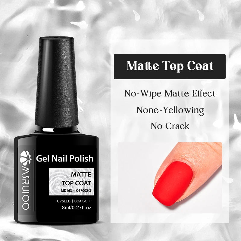 Msruioo 8ml Soak-Off UV Gel Nail Polish Base Coat and Top Coat – Q57002-3