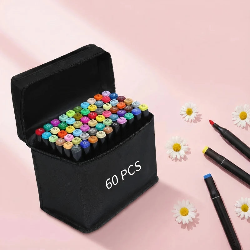 Dual Tip Alcohol Art Markers - Permanent Drawing Pens, 40-274 Color Sets – 60 PCS