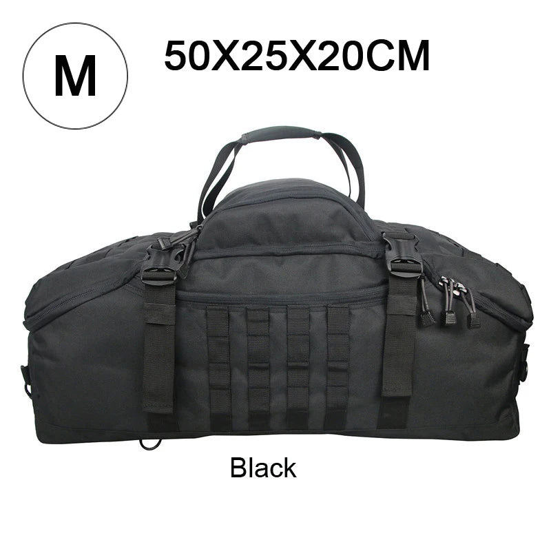 3-Way Waterproof Travel Duffle Bag - Backpack, Shoulder & Carry Bag – M Black