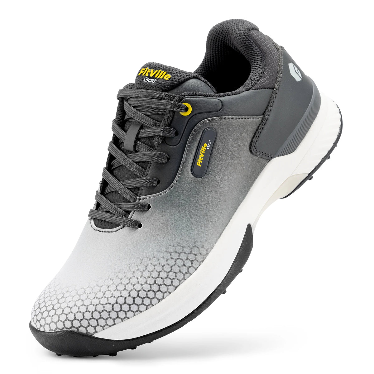 FitVille SpeedEx Wide Men's Golf Shoes with Roomy Toe Box – Grey
