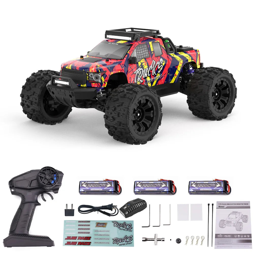 Jiusi PT14R 1/14 Scale 4WD RC Racing Car, 80 km/h Brushless Motor – PT14R 3B red