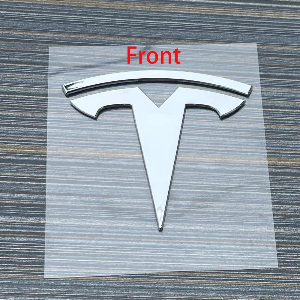 Tesla Model 3 and Model Y 3D Zinc Alloy Front Hood and Rear Trunk Logo Sticker – Front silver