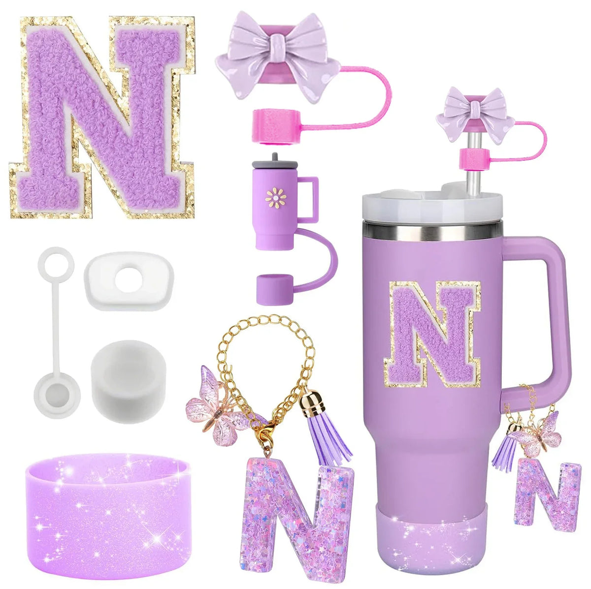 8-Piece Purple Silicone Accessory Set for 30oz and 40oz Tumblers – N-Purple-8pcs