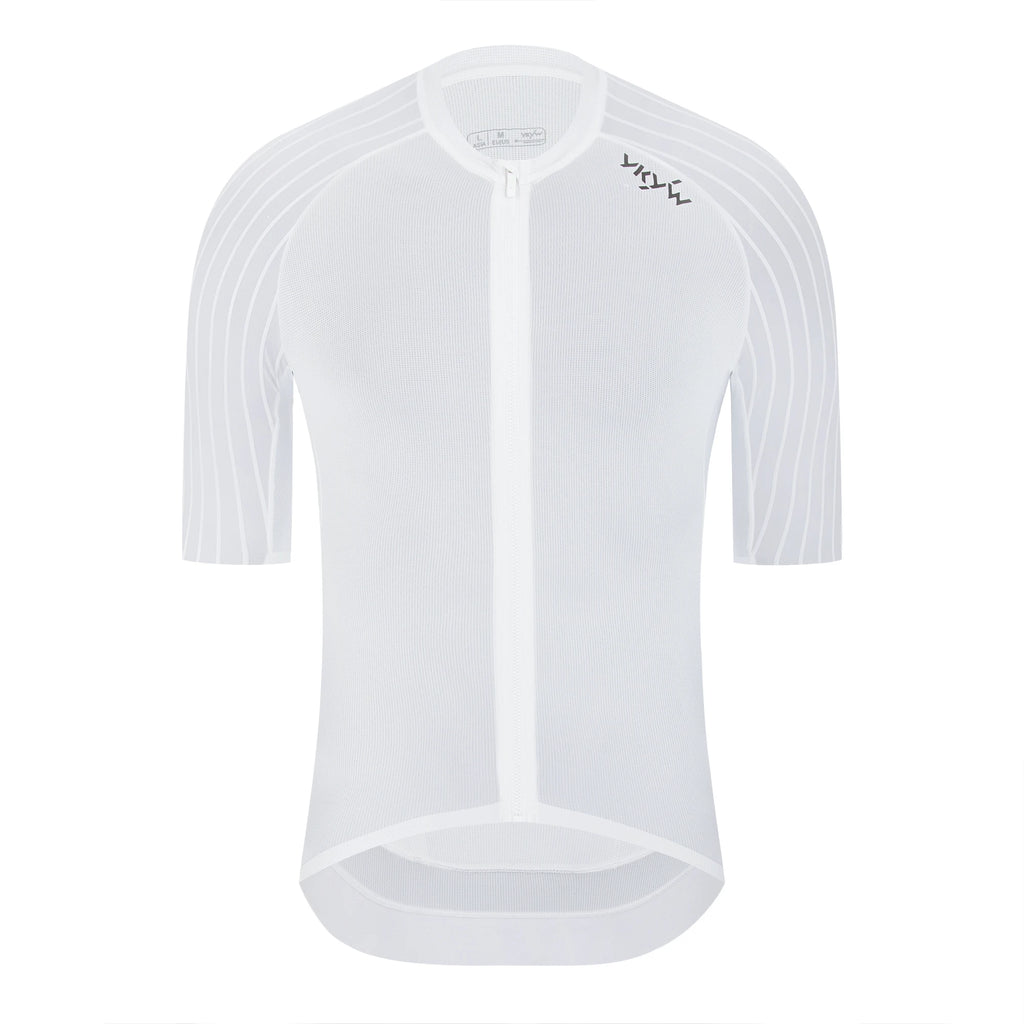 Ykywbike Men's Summer Cycling Jersey with YKK Zipper and 4 Pockets – YJZ2036 white