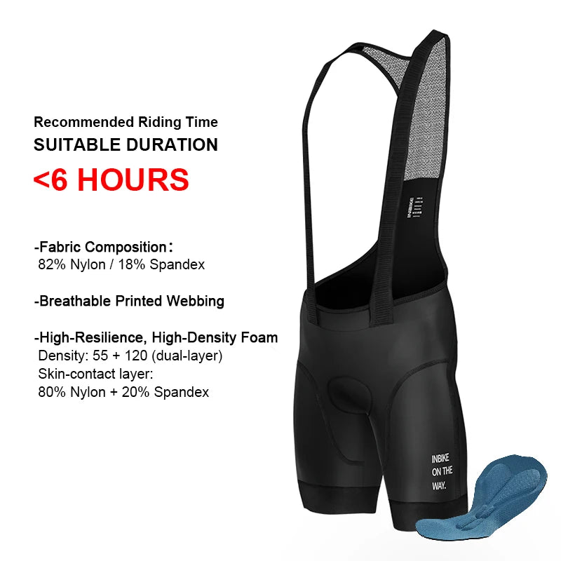 Inbike Men's Cycling Bib Shorts with Sponge Padding and Pockets – Black