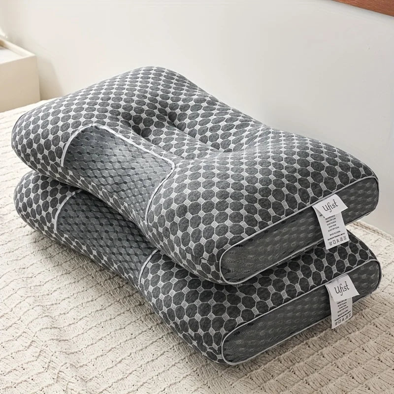 2-Piece Ergonomic Contour Massage Bed Pillows, 48 x 74 cm – Grey 2pcs