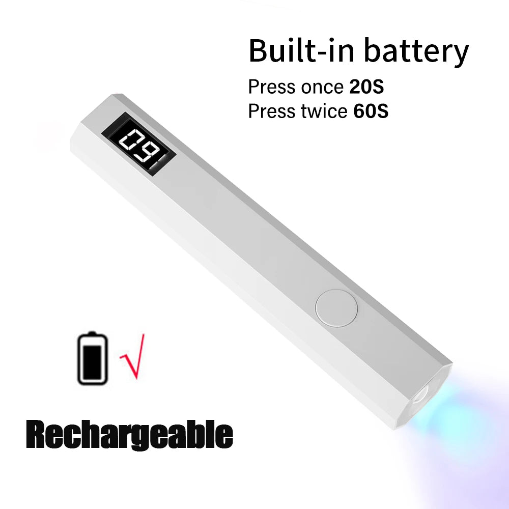 Rechargeable LED UV Nail Lamp with 12W Power and Adjustable Stand – White Without stand