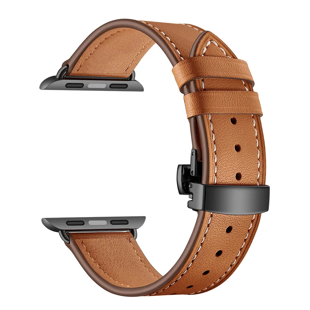 Fabric Watch Band for Apple Watch 38mm 40mm 41mm 42mm 44mm 45mm – Black Button Brown