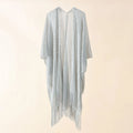 Transparent Chiffon Beach Cardigan with Pearl Buckle - One Size – E