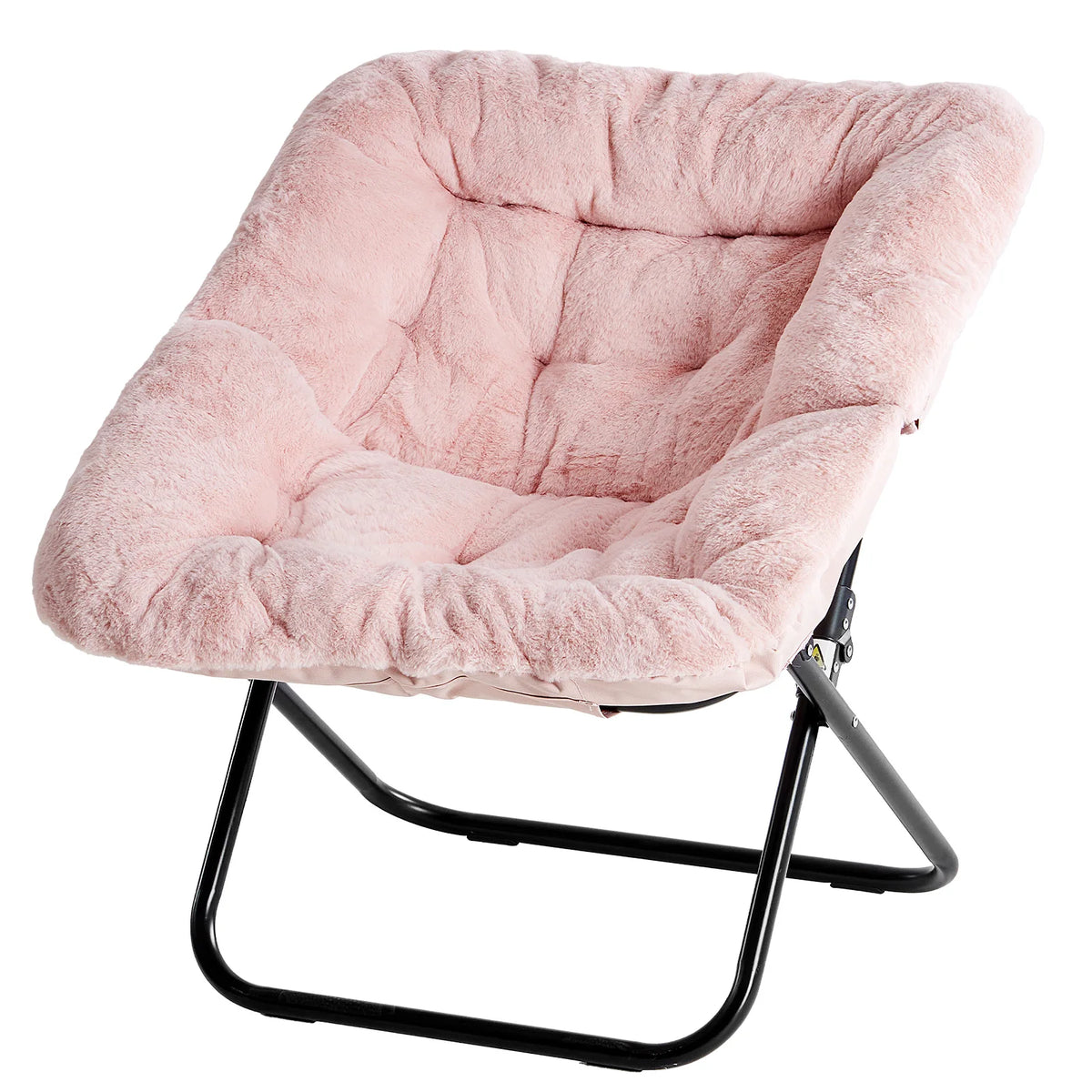 JHK 28-Inch Faux Fur Saucer Chair, Foldable Padded Lounge Seat – Pink