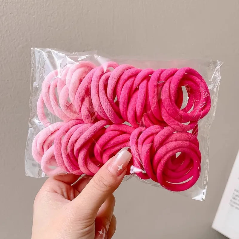 50PCS Seamless Elastic Hair Bands, Cotton Ponytail Holders for Women – J