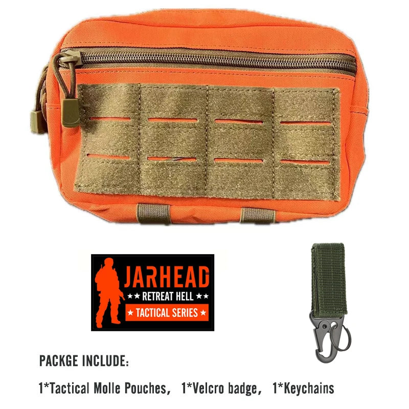 Tactical Molle EDC Utility Pouch, Nylon First Aid Waist Pack – Orange-Set