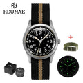 Rdunae Ra03 34.5mm Vintage Military Quartz Watch with Nylon Strap – Black