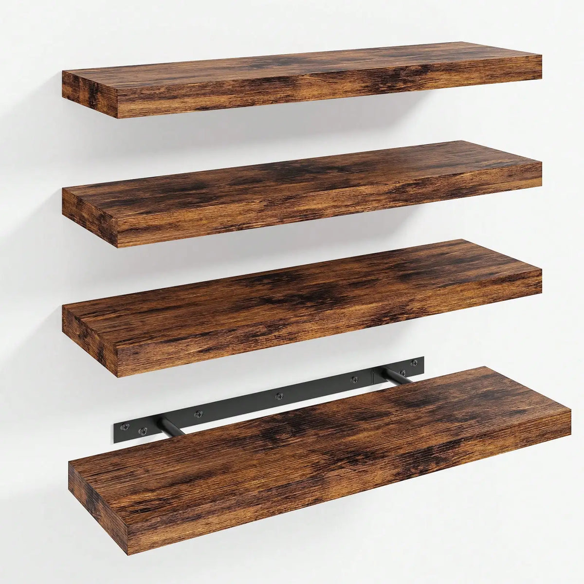 4-Pack 15.8-Inch Floating Wall Shelves, MDF Wood Storage – 4 Pieces - Brown