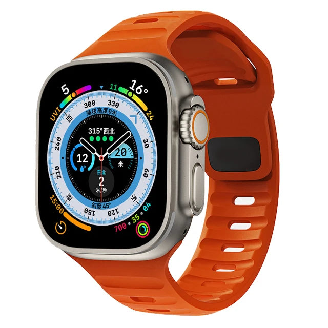 Silicone Sport Band for Apple Watch 49mm–40mm – Deep Orange