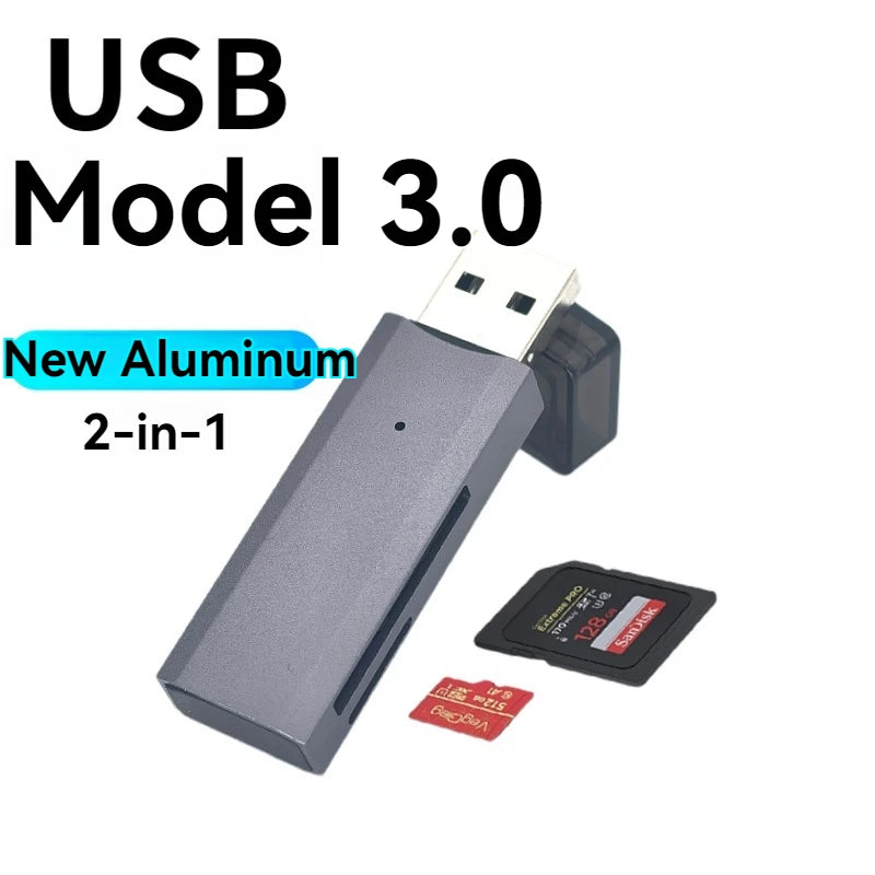 2-in-1 USB Memory Card Reader for SD and TF Cards – Alloy 3.0