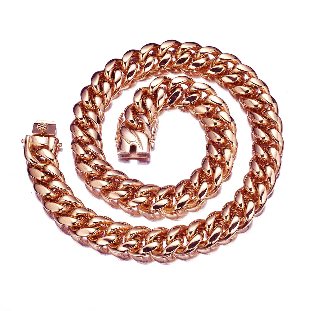 Rose gold tone cuban link chain necklace