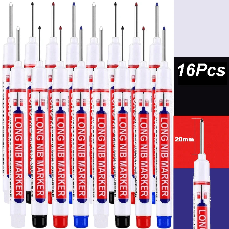2cm Long Head Waterproof Deep Hole Marker Pens for Woodworking – 16PCS-4 color Mix