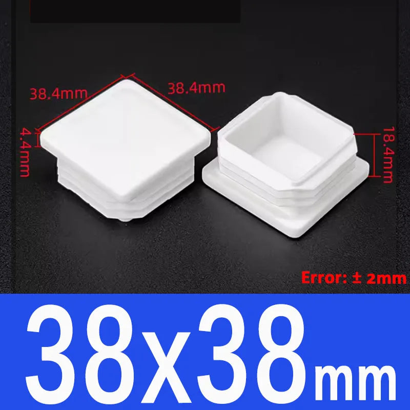White Plastic Square/Rectangle Furniture Tube Plug End Cap – 38x38mm