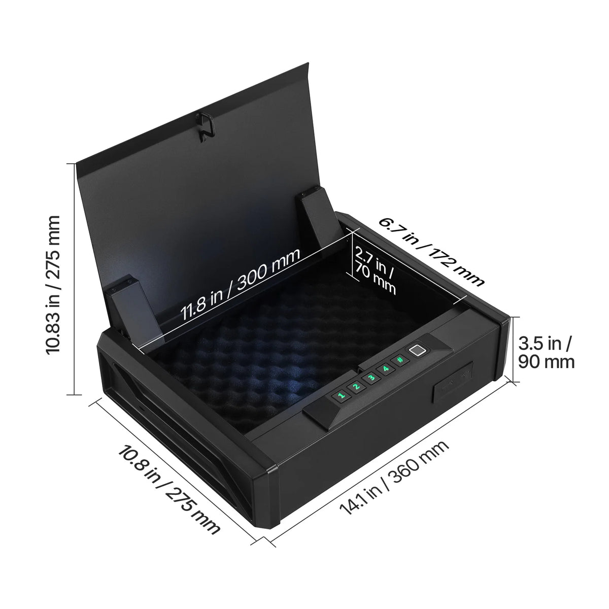 SucceBuy Handgun Safe with Fingerprint, Code, and Key Access – Top-Opening