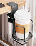 Steel Desk Clamp Cup Holder – 360° Rotating or Fixed Edge Mount – Rotating