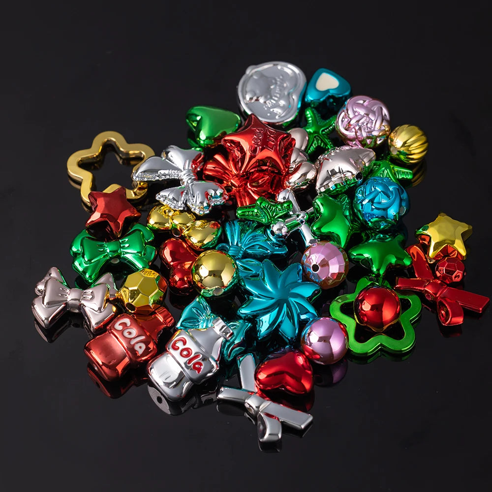20g Y2K Acrylic Mixed Bowknot, Flower, and Heart Beads for DIY Jewelry – Mix Color